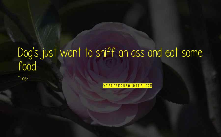 Dog Food Quotes By Ice-T: Dog's just want to sniff an ass and