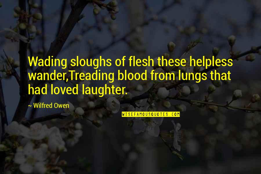 Dog Heaven Quotes By Wilfred Owen: Wading sloughs of flesh these helpless wander,Treading blood