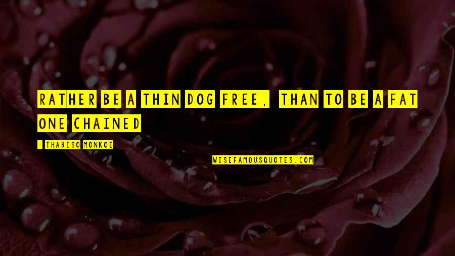 Dog Quotes And Quotes By Thabiso Monkoe: Rather be a thin dog free, than to