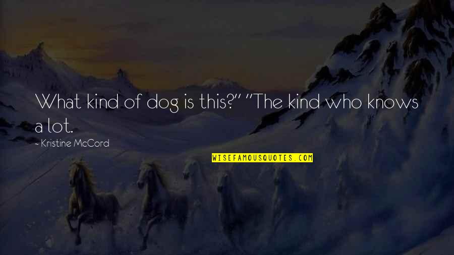 Dog Quotes By Kristine McCord: What kind of dog is this?" "The kind