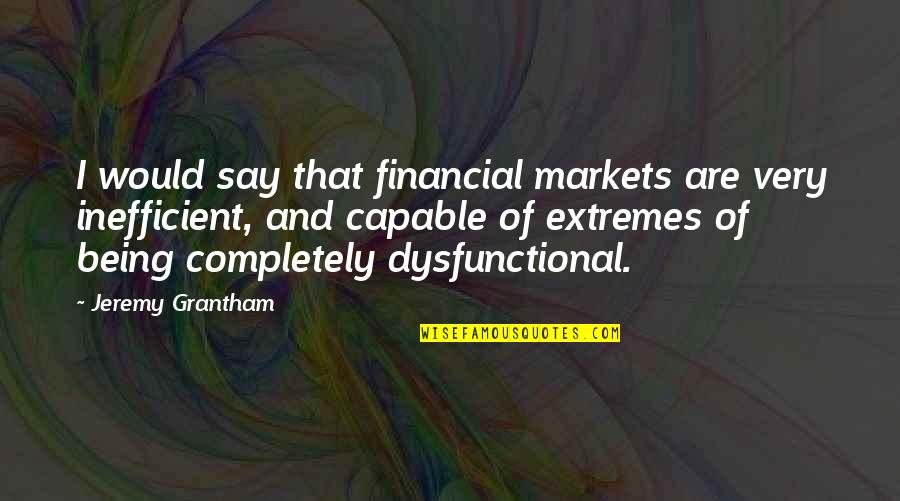 Dog Stress Reliever Quotes By Jeremy Grantham: I would say that financial markets are very