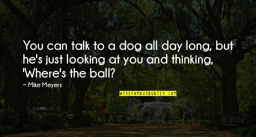 Dog Talk Quotes By Mike Meyers: You can talk to a dog all day