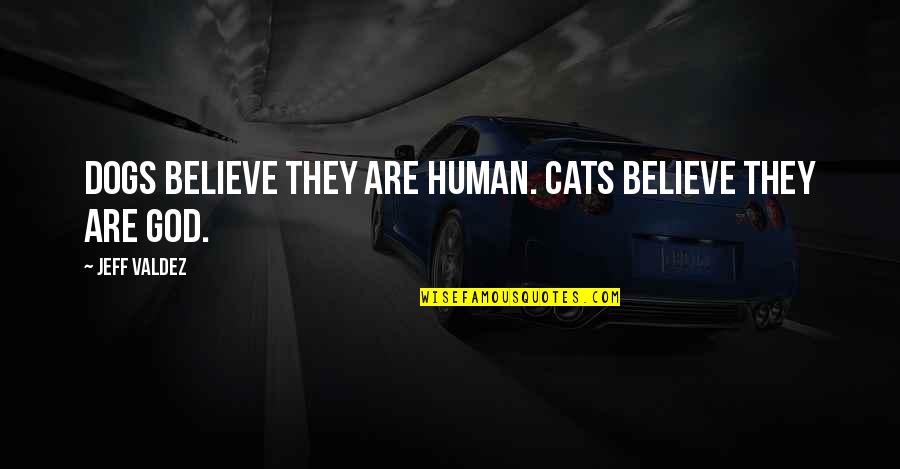 Dog Vs Cat Quotes By Jeff Valdez: Dogs believe they are human. Cats believe they