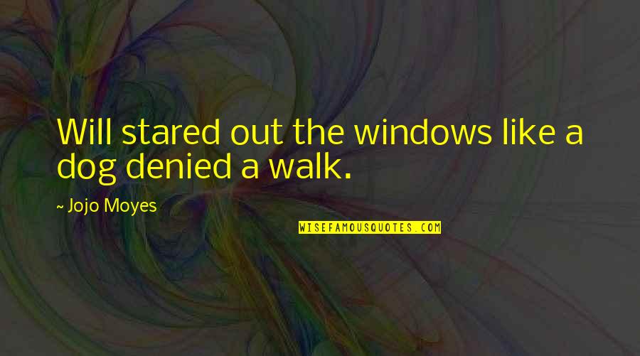 Dog Walk Quotes By Jojo Moyes: Will stared out the windows like a dog