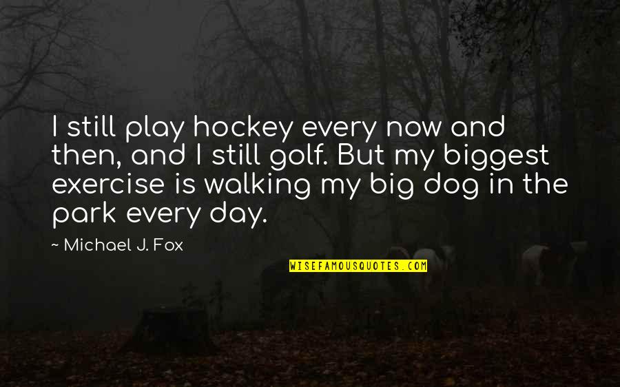 Dog Walking Quotes By Michael J. Fox: I still play hockey every now and then,