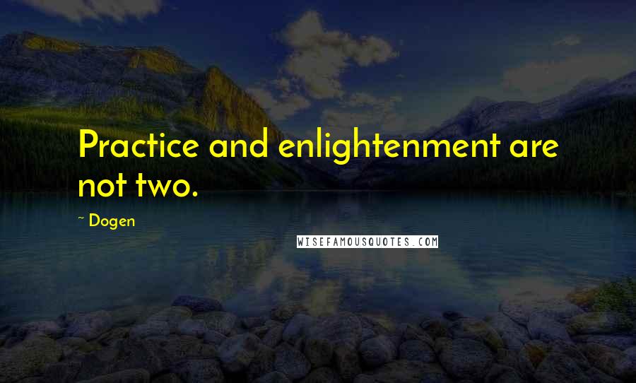 Dogen quotes: Practice and enlightenment are not two.