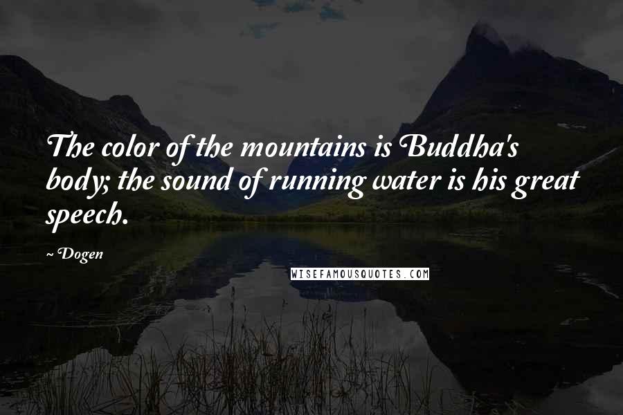Dogen quotes: The color of the mountains is Buddha's body; the sound of running water is his great speech.