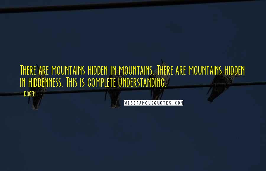 Dogen quotes: There are mountains hidden in mountains. There are mountains hidden in hiddenness. This is complete understanding.