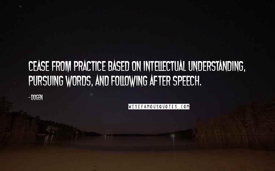 Dogen quotes: Cease from practice based on intellectual understanding, pursuing words, and following after speech.