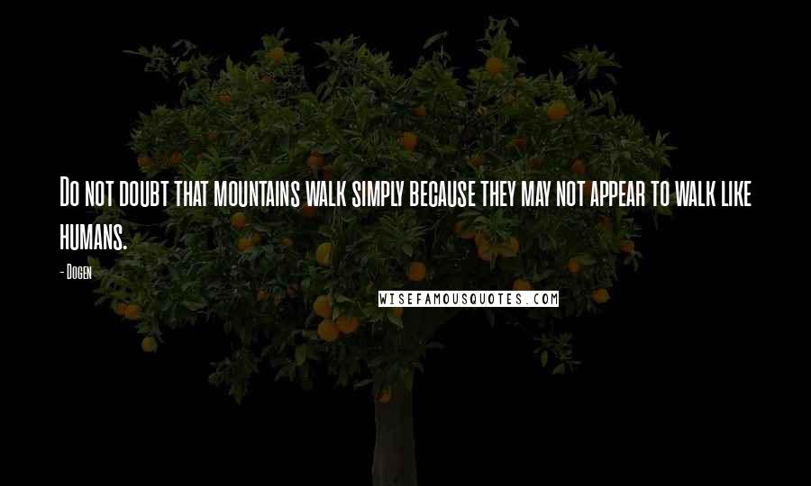 Dogen quotes: Do not doubt that mountains walk simply because they may not appear to walk like humans.