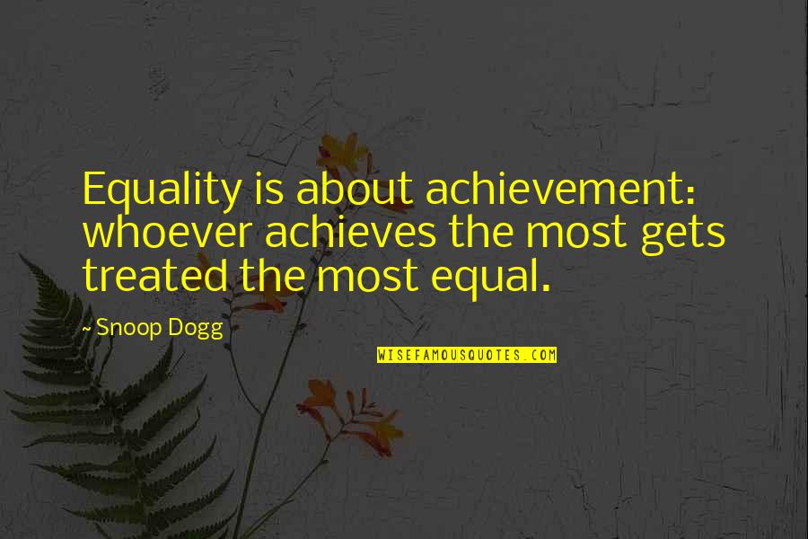 Dogg Quotes By Snoop Dogg: Equality is about achievement: whoever achieves the most