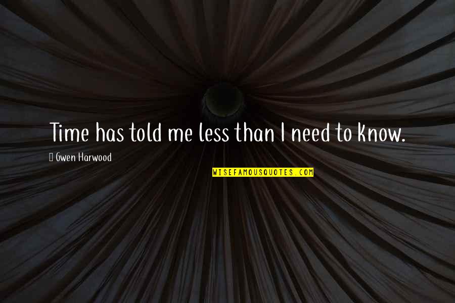 Dogma Soccer Quotes By Gwen Harwood: Time has told me less than I need