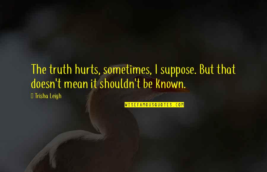 Dogmatist Synonym Quotes By Trisha Leigh: The truth hurts, sometimes, I suppose. But that