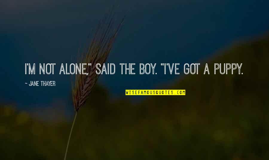 Dogs And Boys Quotes By Jane Thayer: I'm not alone," said the boy. "I've got