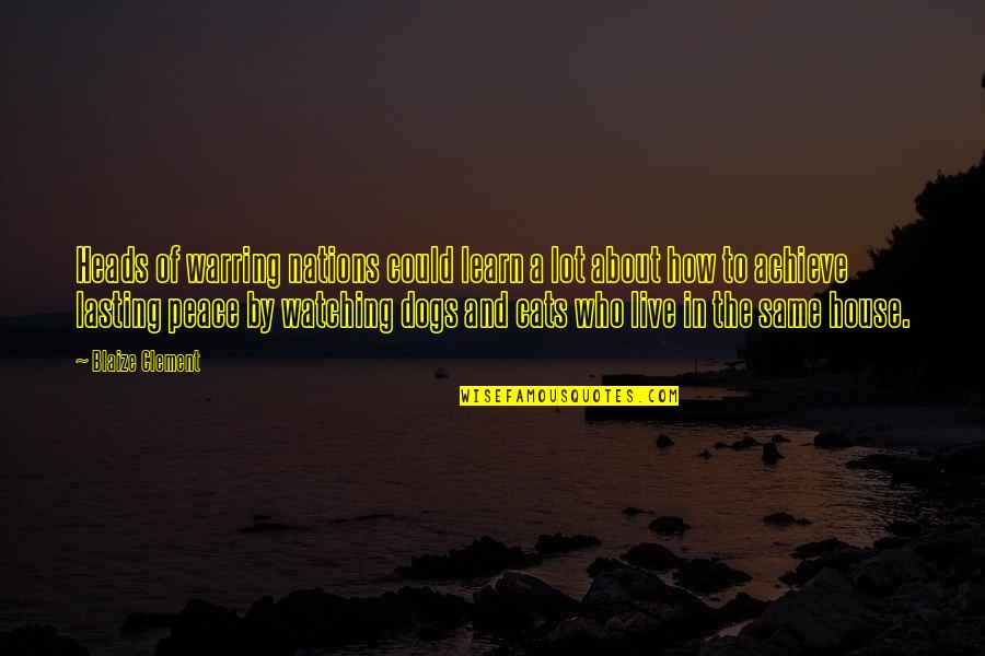 Dogs And Cats Quotes By Blaize Clement: Heads of warring nations could learn a lot