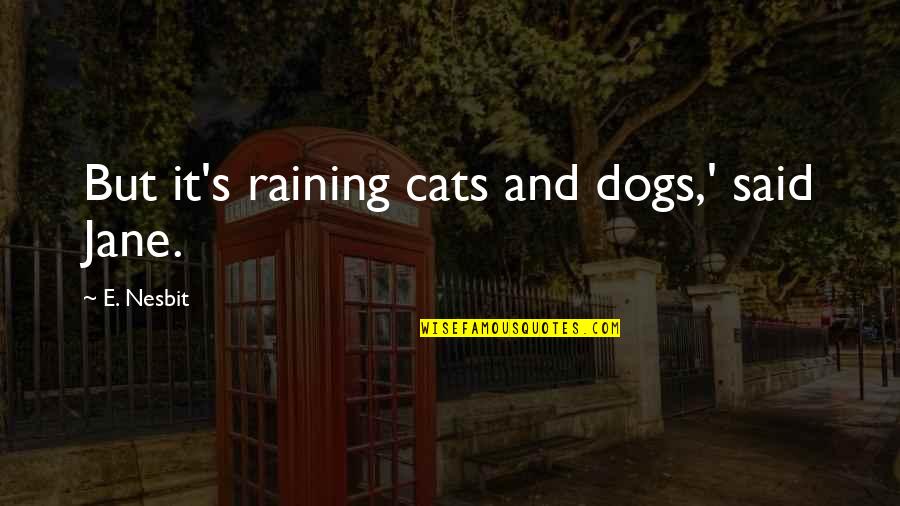 Dogs And Cats Quotes By E. Nesbit: But it's raining cats and dogs,' said Jane.