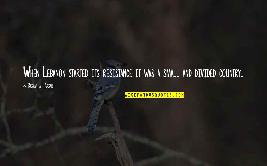 Dogs And Squirrels Quotes By Bashar Al-Assad: When Lebanon started its resistance it was a Dogs And Squirrels Quotes By Bashar Al-Assad: When Lebanon started its resistance it was a