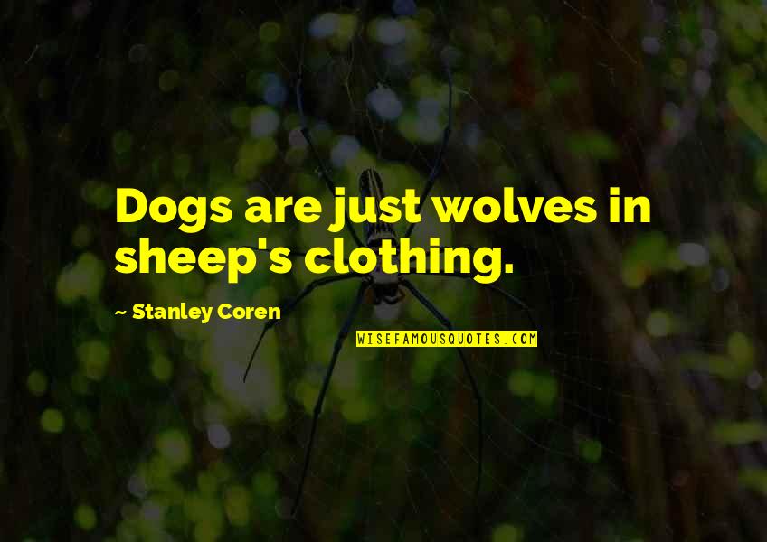 Dogs And Wolves Quotes By Stanley Coren: Dogs are just wolves in sheep's clothing.