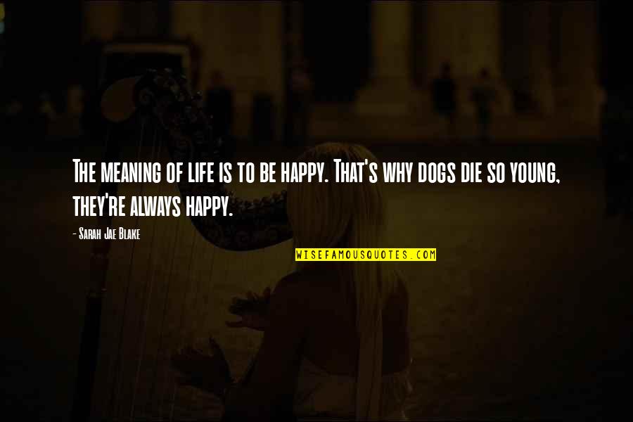 Dogs Are Always There For You Quotes By Sarah Jae Blake: The meaning of life is to be happy.