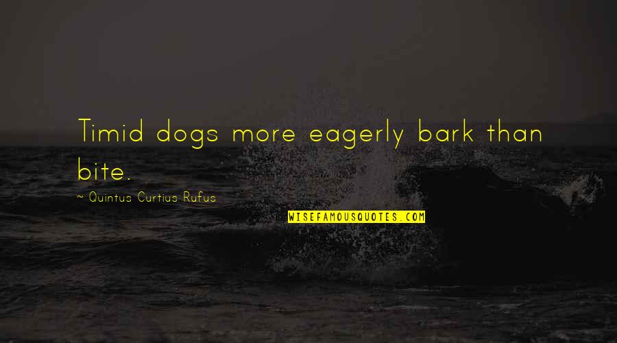 Dogs Bite Quotes By Quintus Curtius Rufus: Timid dogs more eagerly bark than bite.