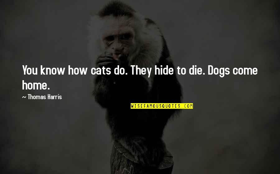 Dogs Death Quotes By Thomas Harris: You know how cats do. They hide to