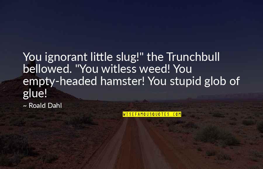 Dogs In Cold Floors Quotes By Roald Dahl: You ignorant little slug!" the Trunchbull bellowed. "You