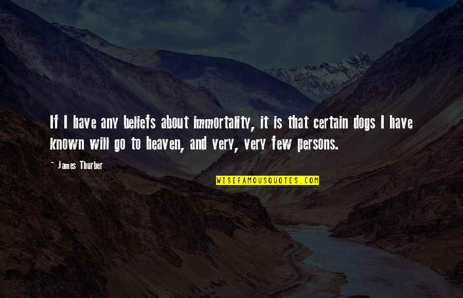Dogs In Heaven Quotes By James Thurber: If I have any beliefs about immortality, it
