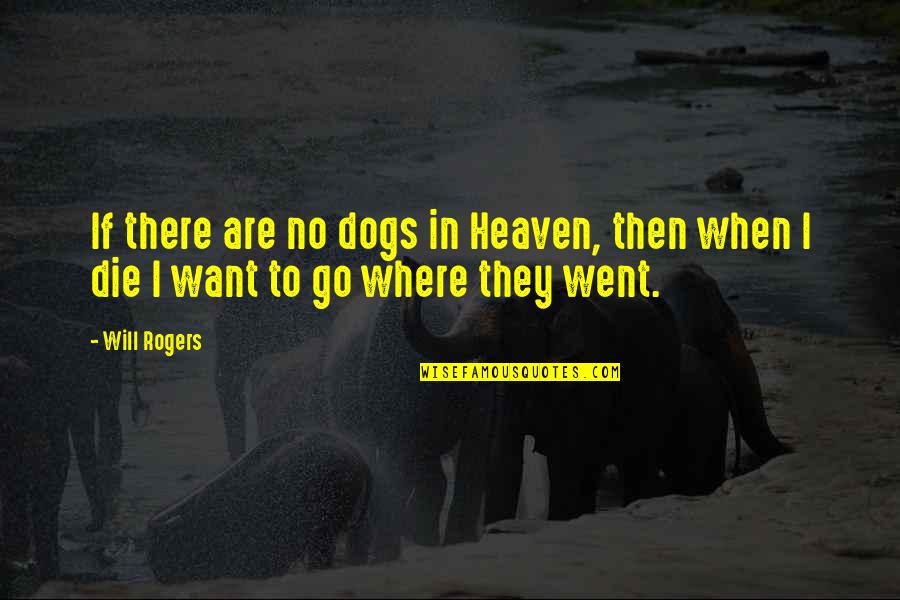 Dogs In Heaven Quotes By Will Rogers: If there are no dogs in Heaven, then