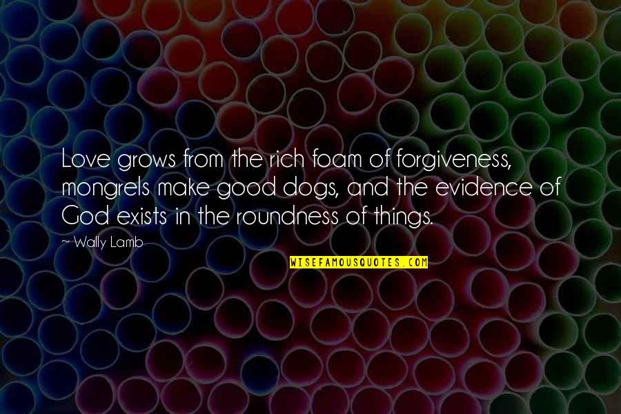 Dogs In Love Quotes By Wally Lamb: Love grows from the rich foam of forgiveness,