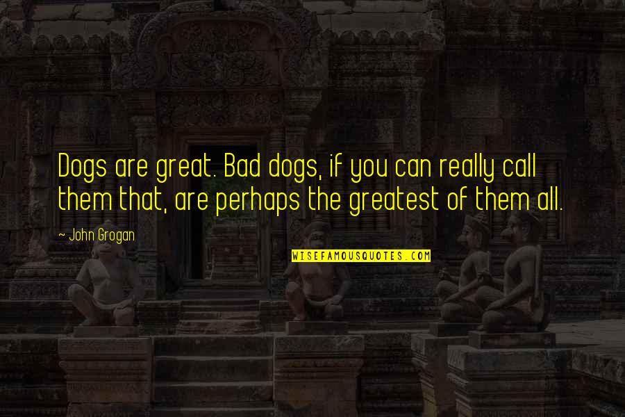 Dogs John Grogan Quotes By John Grogan: Dogs are great. Bad dogs, if you can