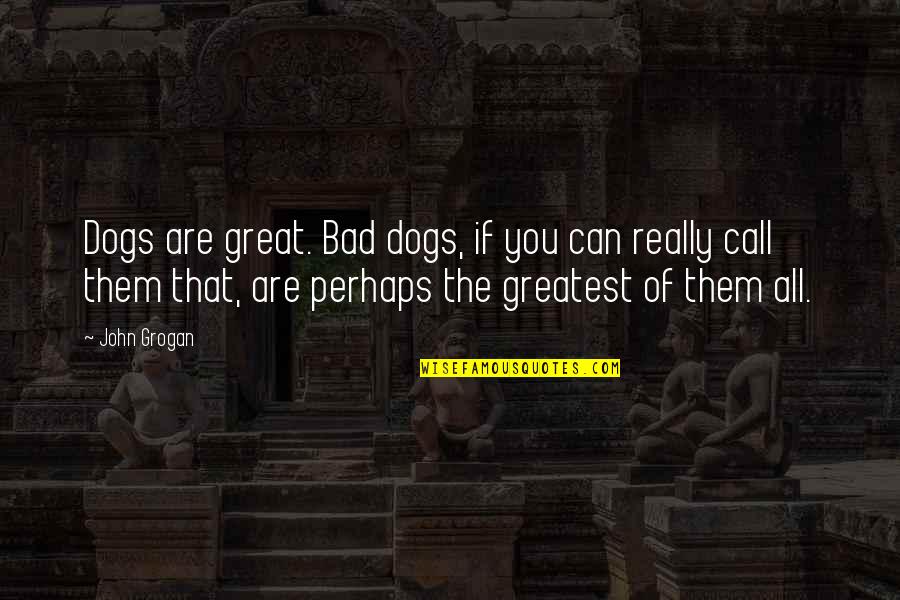 Dogs Life Quotes By John Grogan: Dogs are great. Bad dogs, if you can