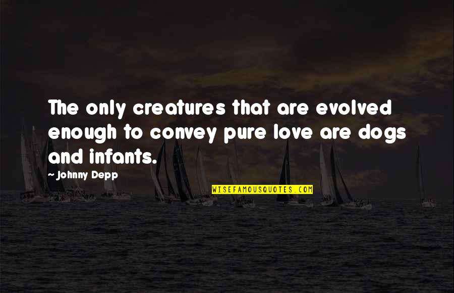 Dogs Love Quotes By Johnny Depp: The only creatures that are evolved enough to