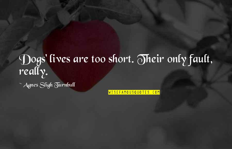 Dogs Short Quotes By Agnes Sligh Turnbull: Dogs' lives are too short. Their only fault,