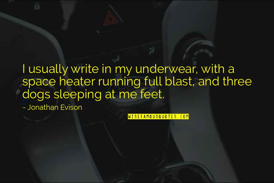 Dogs Sleeping Quotes By Jonathan Evison: I usually write in my underwear, with a