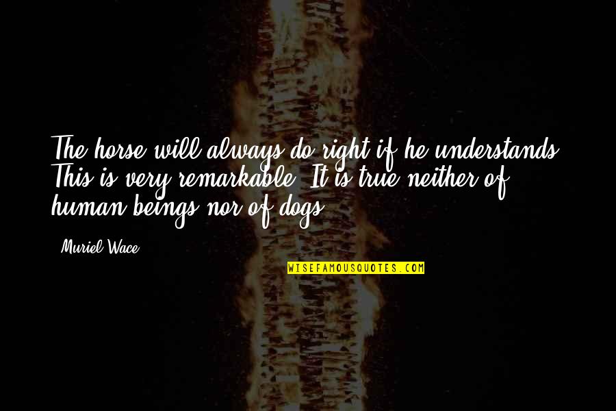 Dogs Will Be Dogs Quotes By Muriel Wace: The horse will always do right if he