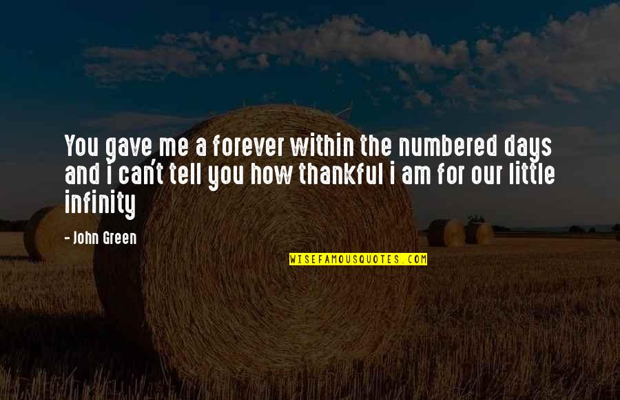 Doha Quotes By John Green: You gave me a forever within the numbered