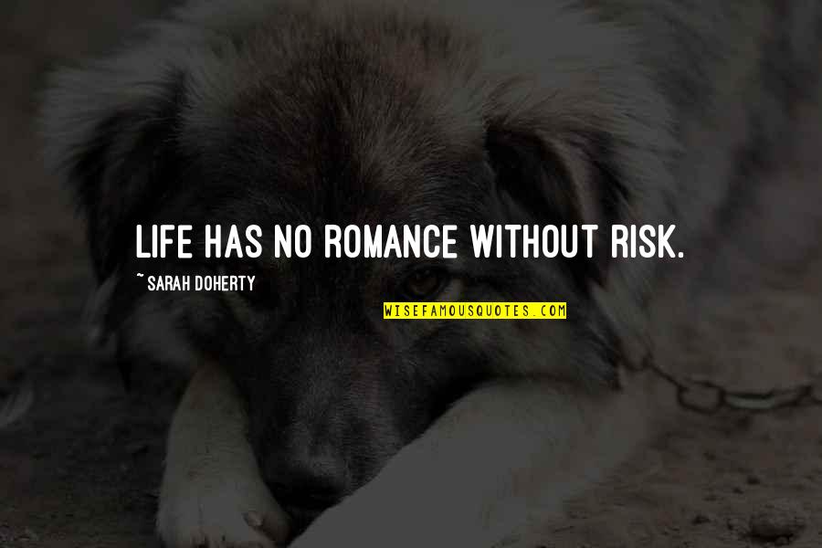 Doherty Quotes By Sarah Doherty: Life has no romance without risk.