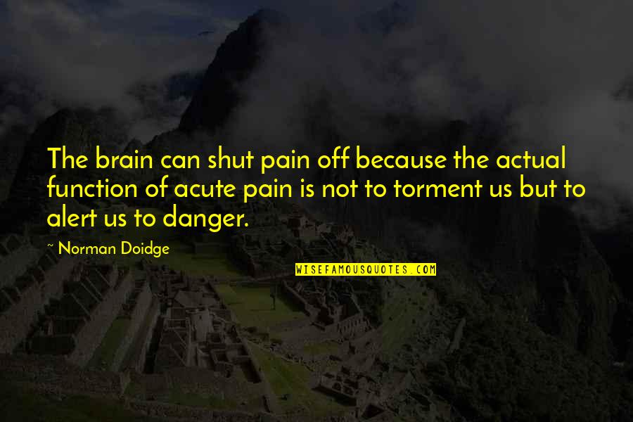 Doidge Norman Quotes By Norman Doidge: The brain can shut pain off because the Doidge Norman Quotes By Norman Doidge: The brain can shut pain off because the