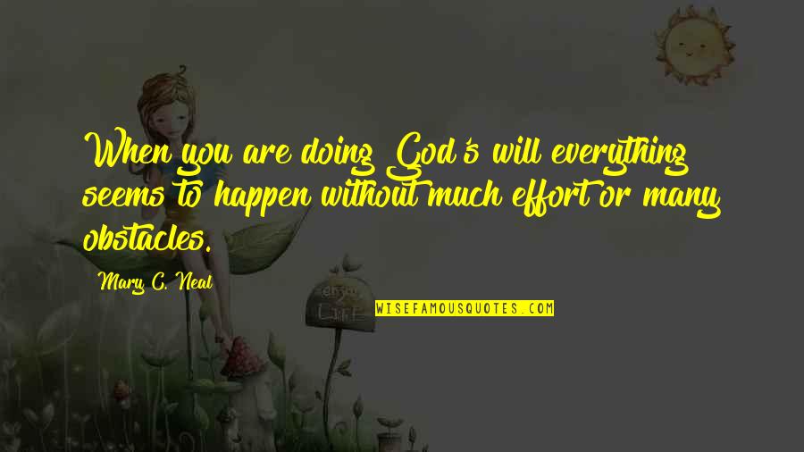 Doing Everything For God Quotes By Mary C. Neal: When you are doing God's will everything seems