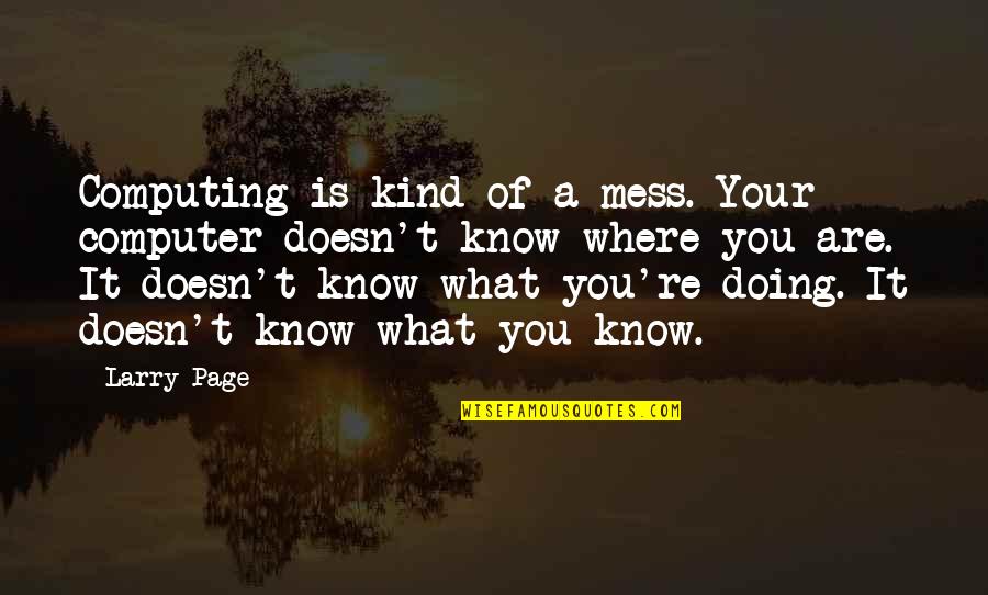 Doing Good Deeds For Others Quotes By Larry Page: Computing is kind of a mess. Your computer