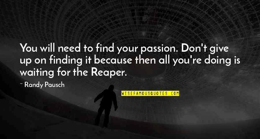 Doing It For You Quotes By Randy Pausch: You will need to find your passion. Don't