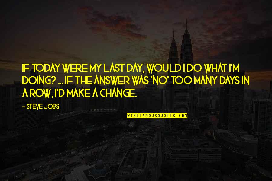Doing It Today Quotes By Steve Jobs: If today were my last day, would I