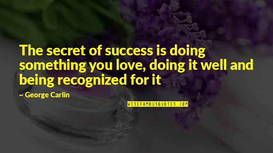 Doing It Well Quotes By George Carlin: The secret of success is doing something you