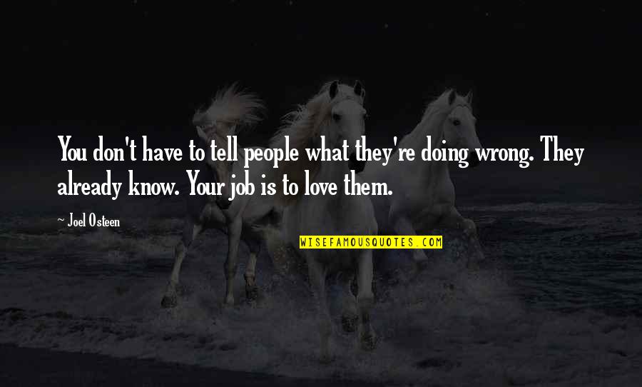 Doing Jobs You Love Quotes By Joel Osteen: You don't have to tell people what they're