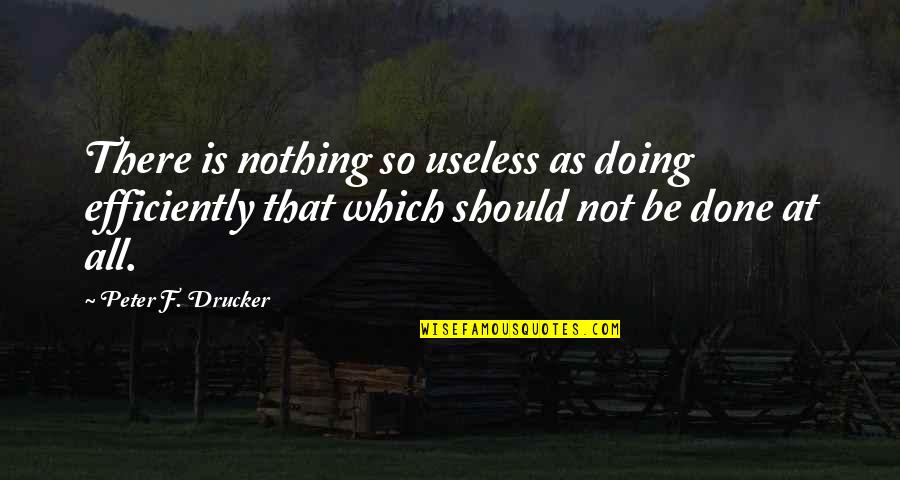 Doing Nothing At All Quotes By Peter F. Drucker: There is nothing so useless as doing efficiently