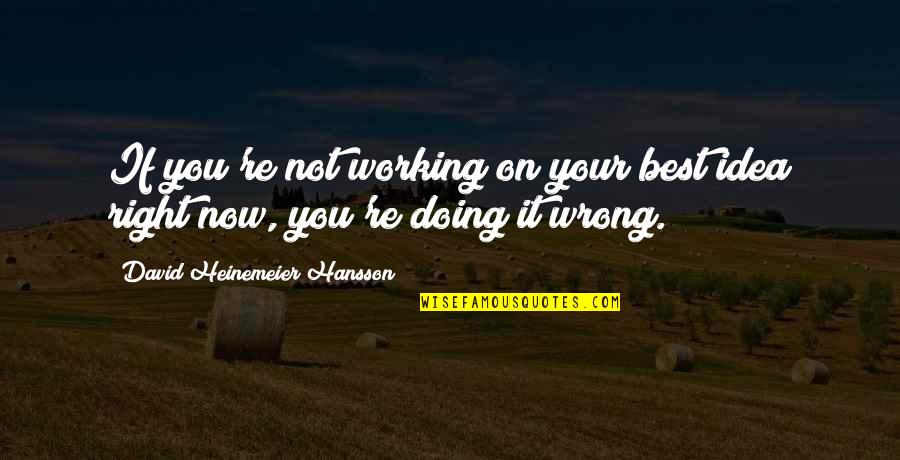 Doing Right And Wrong Quotes By David Heinemeier Hansson: If you're not working on your best idea