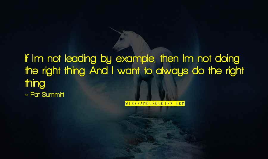 Doing Right Thing Quotes By Pat Summitt: If I'm not leading by example, then I'm