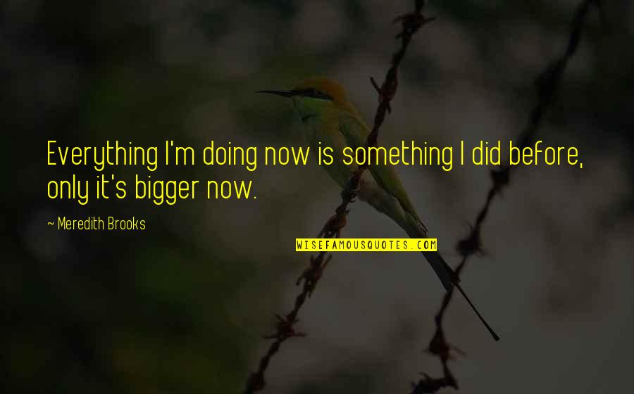 Doing Something Now Quotes By Meredith Brooks: Everything I'm doing now is something I did