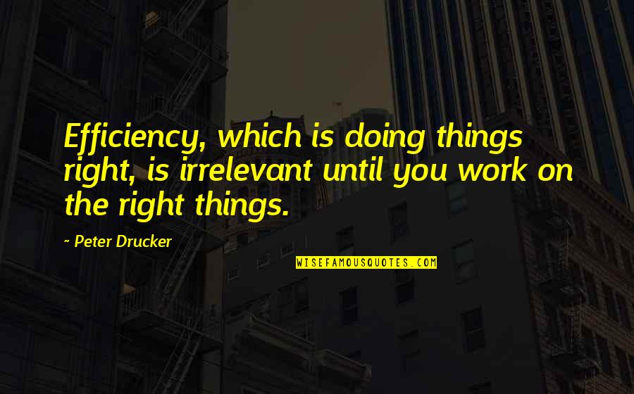 Doing The Right Thing Quotes By Peter Drucker: Efficiency, which is doing things right, is irrelevant
