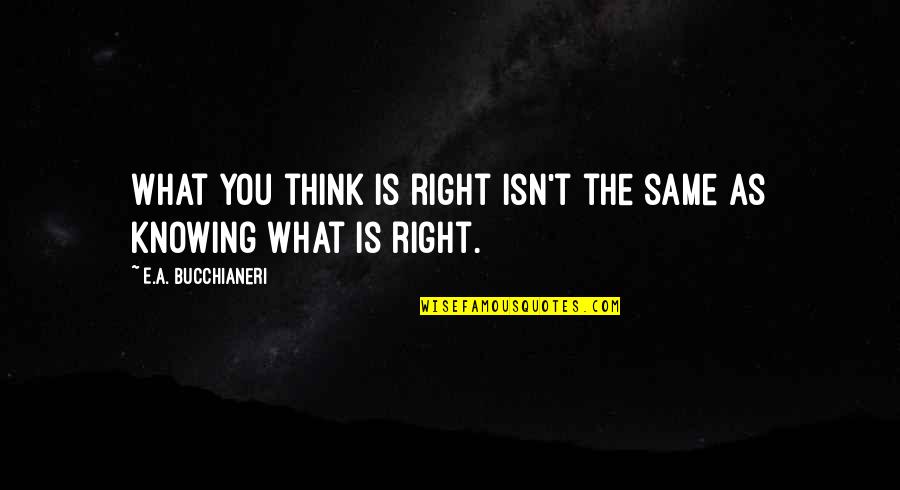 Doing The Wrong Thing Quotes By E.A. Bucchianeri: What you think is right isn't the same